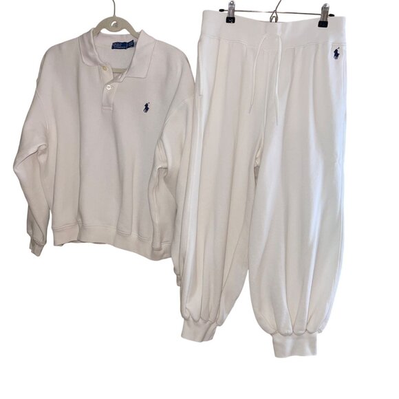 Polo Ralph Lauren Womens Pants and Top Size Large White Relaxed Balloon - Picture 1 of 12